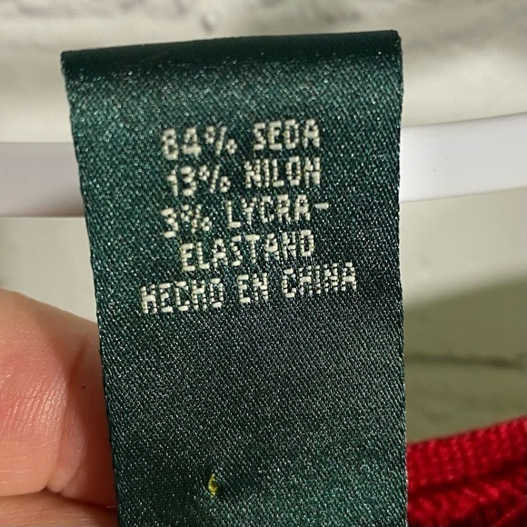 Lauren Ralph Lauren Red Silk Button Up Cardigan M - Picture 12 of 13